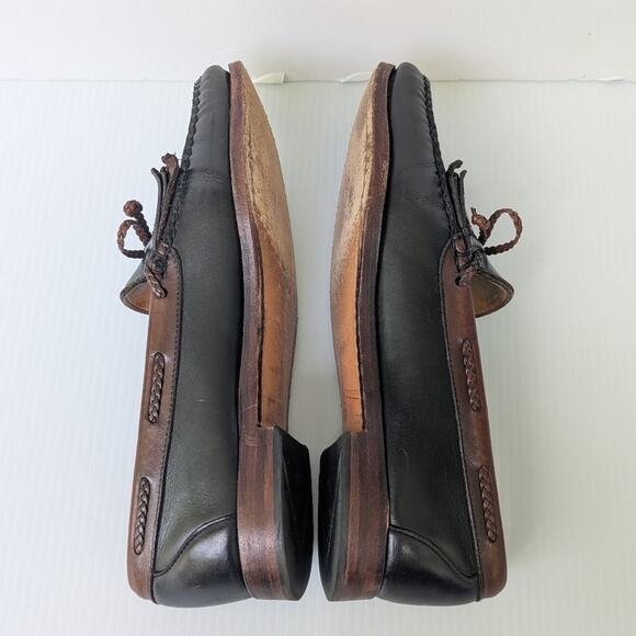 Allen Edmonds Woodstock Double Kiltie Leather Loafers 10.5 Men\'s Black Brown